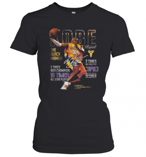 Kobe Bryant The Black Mamba 5 Times NBA Champions Signatures T-Shirt Classic Women's T-shirt