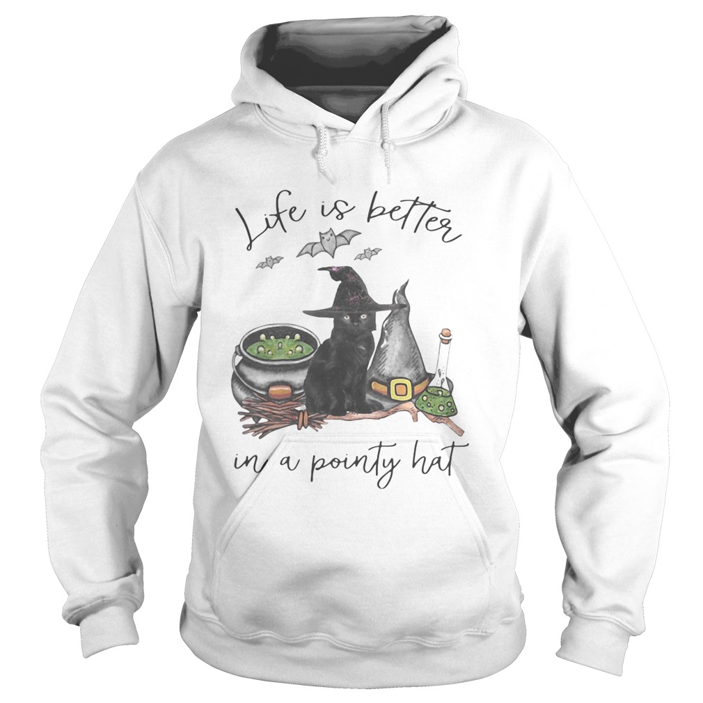 LIFE IS BETTER IN A POINTY HAT CAT WITCH HALLOWEEN Hoodie