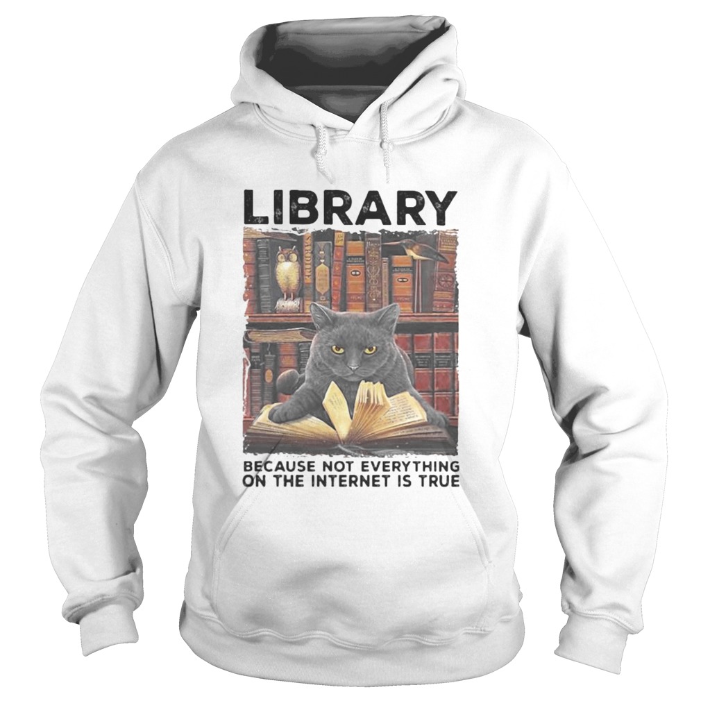 Library Because Not Everything On The Internet Is True Black Cat Hoodie