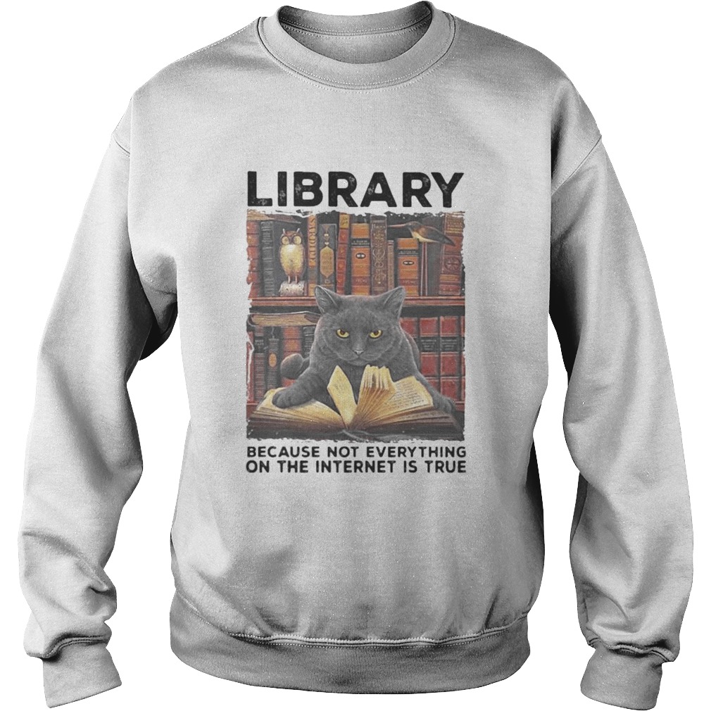 Library Because Not Everything On The Internet Is True Black Cat Sweatshirt
