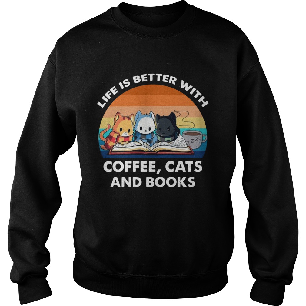 Life Better With Coffee Cats Vintage Sweatshirt