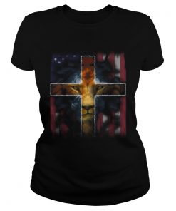 Lion king jesus american flag independence day  Classic Ladies