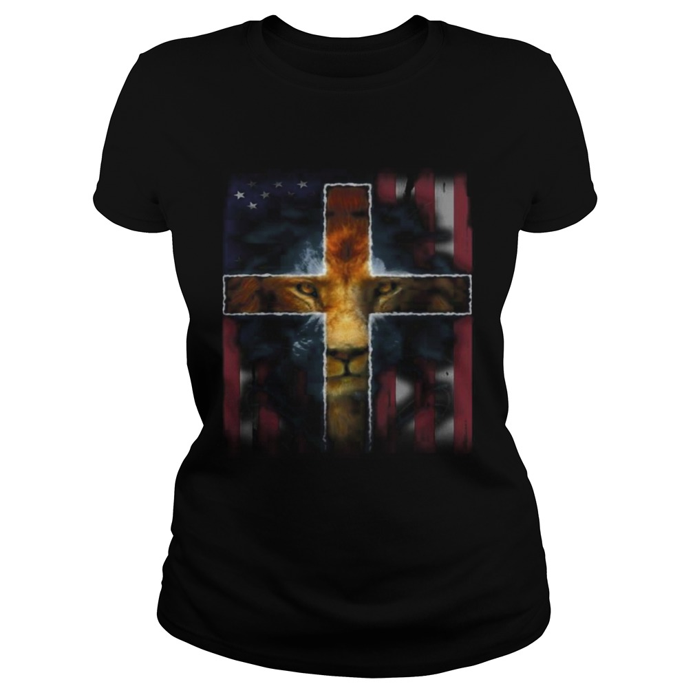 Lion king jesus american flag independence day Classic Ladies