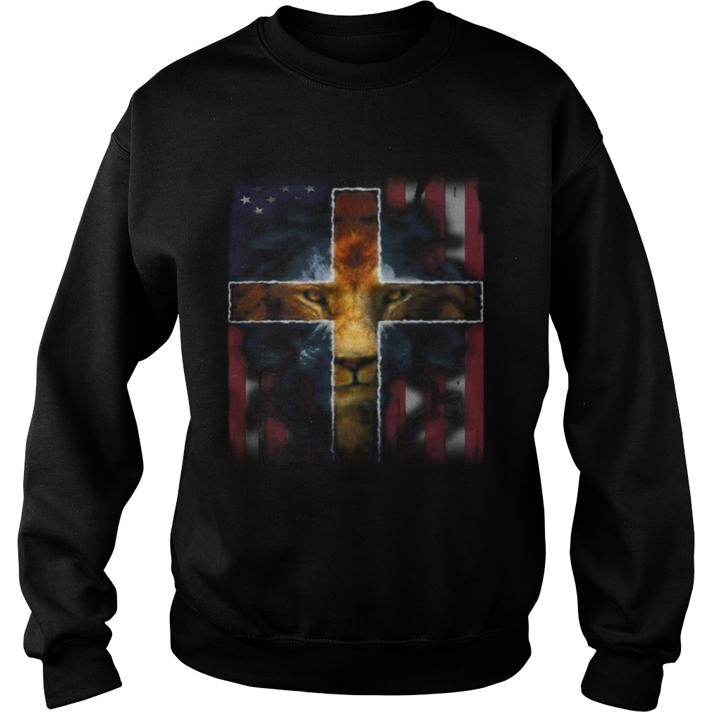 Lion king jesus american flag independence day Sweatshirt
