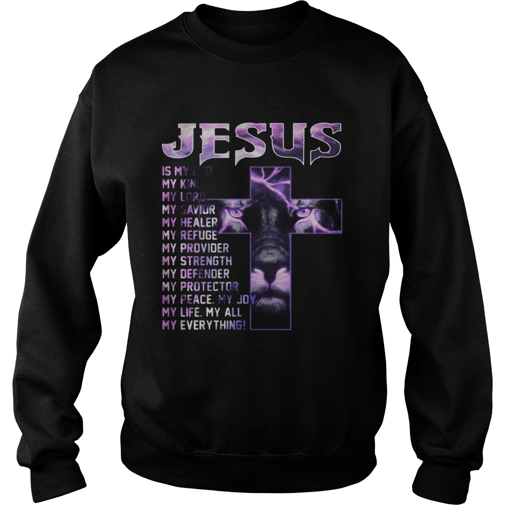 Lion ling jesus is my old my king lord savior healer refuge provider strength defender protector pe Sweatshirt