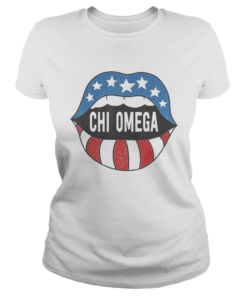 Lips chi omega american flag independence day  Classic Ladies