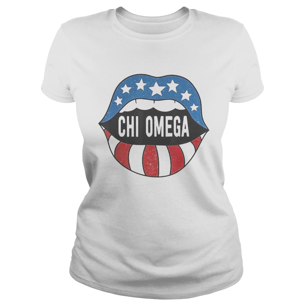 Lips chi omega american flag independence day Classic Ladies