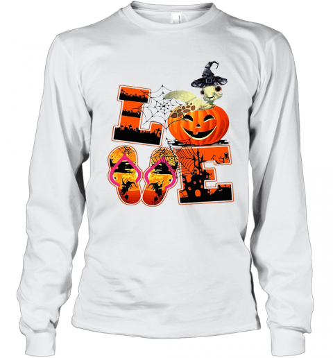 Love Halloween Shorkie Witch Turtle T-Shirt Long Sleeved T-shirt 