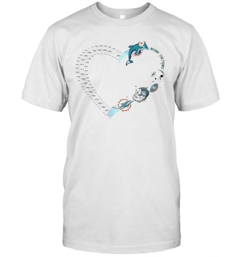 Love Miami Dolphins Football Heart Diamond T-Shirt