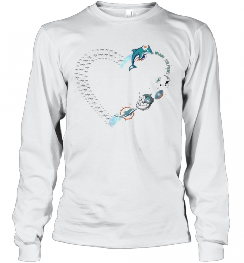 Love Miami Dolphins Football Heart Diamond T-Shirt Long Sleeved T-shirt 