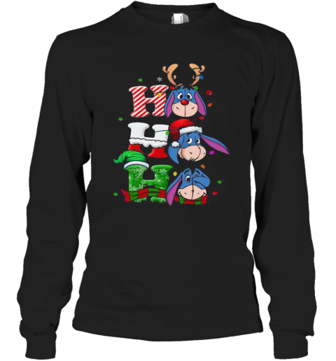Merry Christmas Donkey Eeyore Ho Ho Ho T-Shirt Long Sleeved T-shirt 