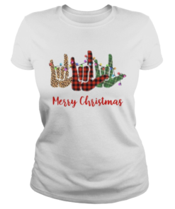 Merry christmas hand sign language leopard  Classic Ladies