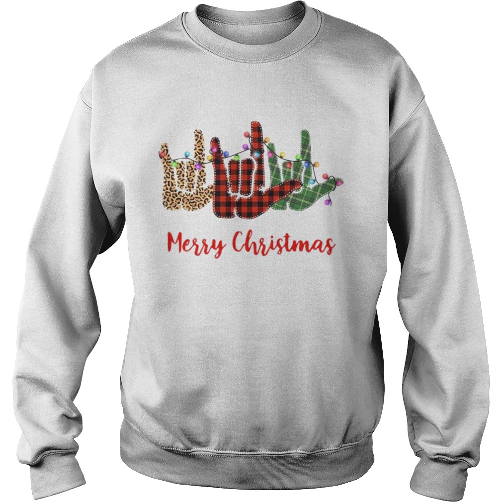 Merry christmas hand sign language leopard Sweatshirt
