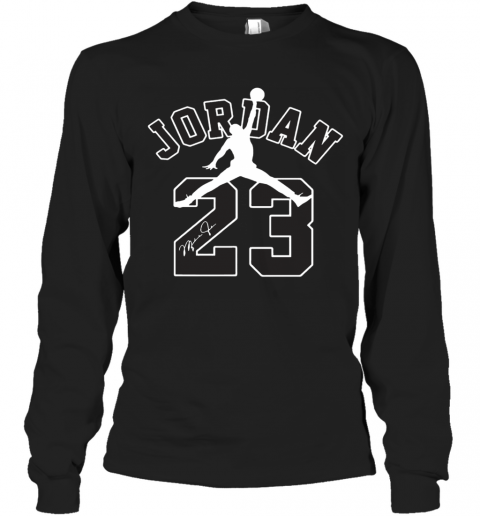 Michael Jordan 23 Chicago Bulls Basketball Signature T-Shirt Long Sleeved T-shirt 