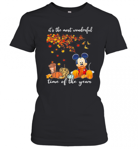 Mickey Mouse It'S The Most Wonderful Time Of The Year Leaves Tree T-Shirt Classic Women's T-shirt