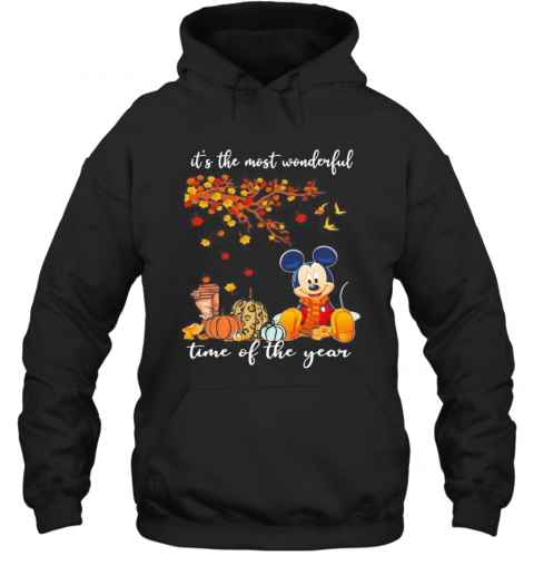 Mickey Mouse It'S The Most Wonderful Time Of The Year Leaves Tree T-Shirt Unisex Hoodie