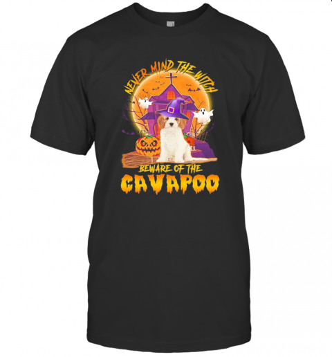 Never Mind The Witch Beware Of The Cavapoo Halloween Moon T-Shirt