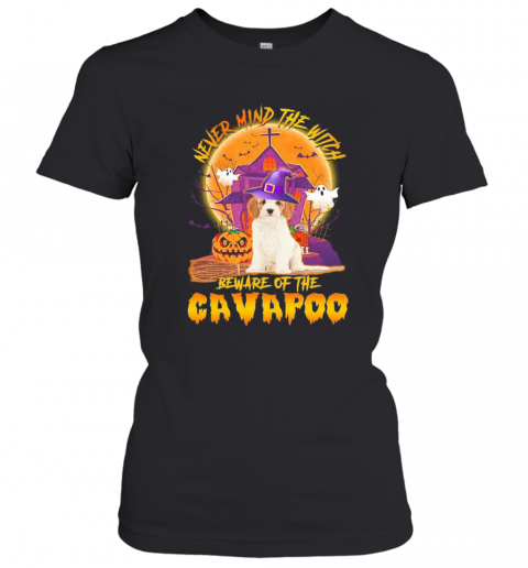 Never Mind The Witch Beware Of The Cavapoo Halloween Moon T-Shirt Classic Women's T-shirt