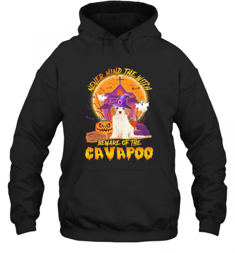 Never Mind The Witch Beware Of The Cavapoo Halloween Moon T-Shirt Unisex Hoodie