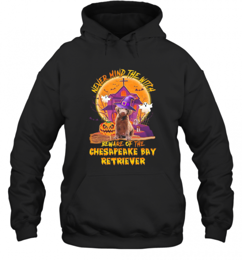 Never Mind The Witch Beware Of The Chesapeake Bay Retriever Halloween T-Shirt Unisex Hoodie