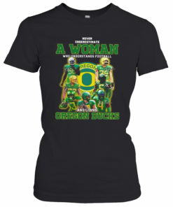 Never Underestimate An Old Woman Who Understands Football And Oregon Ducks Signatures T-Shirt Classic Women's T-shirt