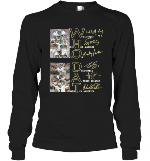 New Orleans Saints Who Dat Football Signature T-Shirt Long Sleeved T-shirt 