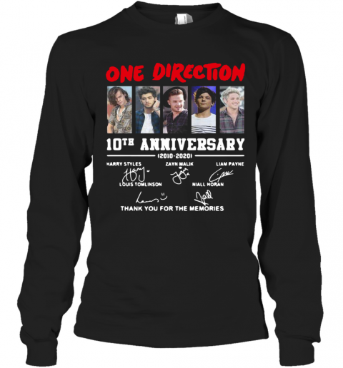 On Direction 10Th Anniversary Thank You For The Memories Signatures T-Shirt Long Sleeved T-shirt