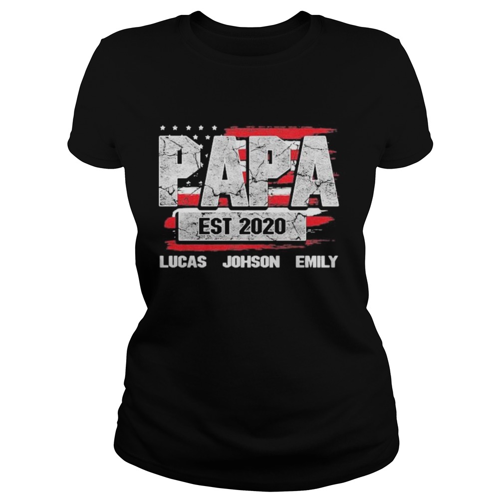 Papa est 2020 lucas johnson emily american flag independence day Classic Ladies