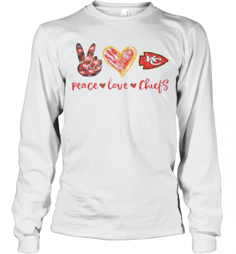 Peace Love Kansas City Chiefs Football Logo T-Shirt Long Sleeved T-shirt 