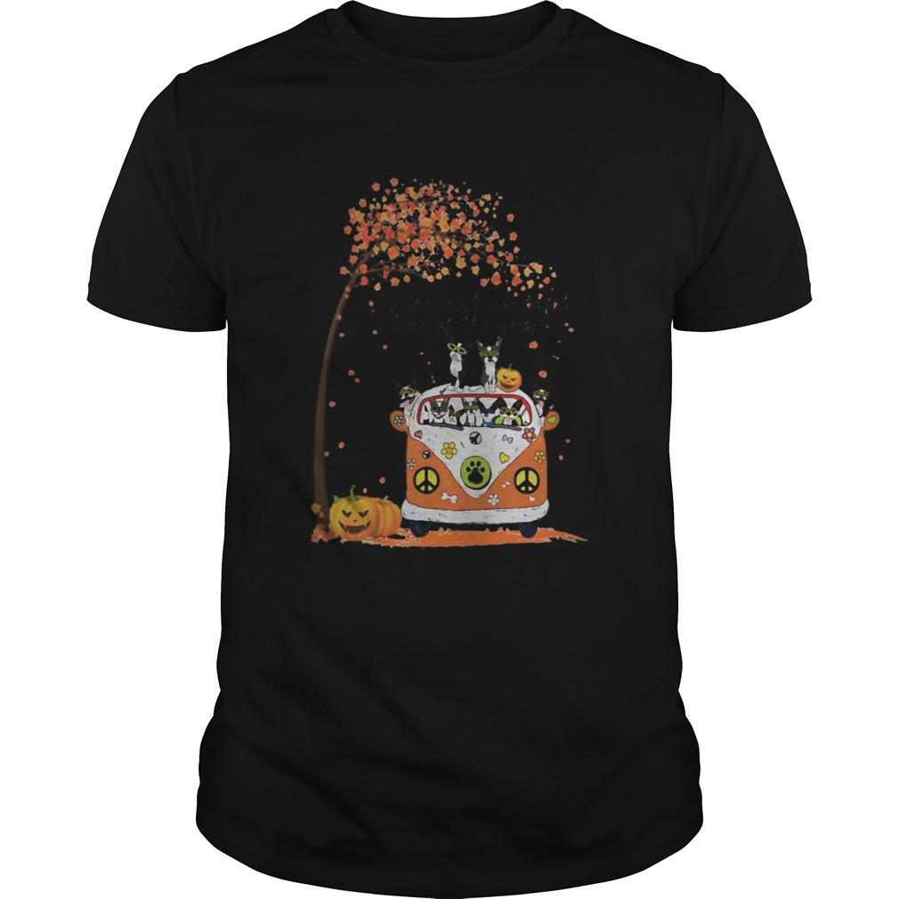 Peace bus chihuahua its the most wonderful time of the year leaves tree pumpkins shirt