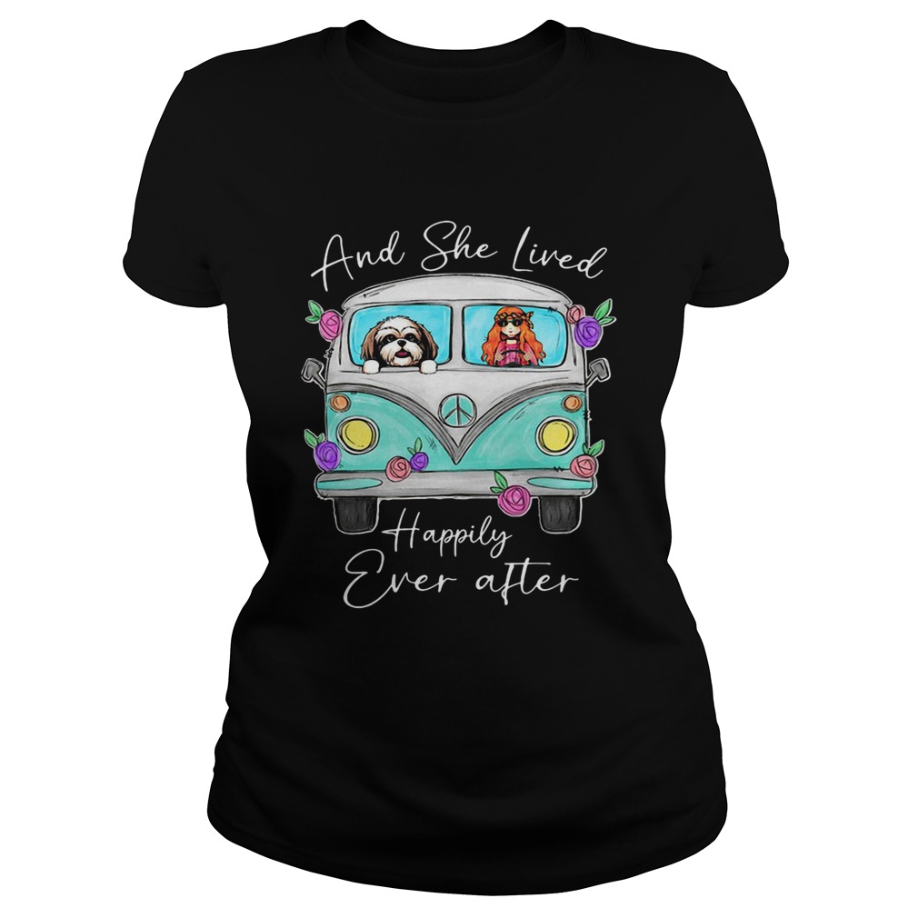 Peace bus yorkie and she lived happily ever after flowers Classic Ladies