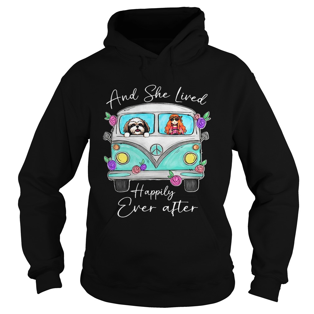 Peace bus yorkie and she lived happily ever after flowers Hoodie