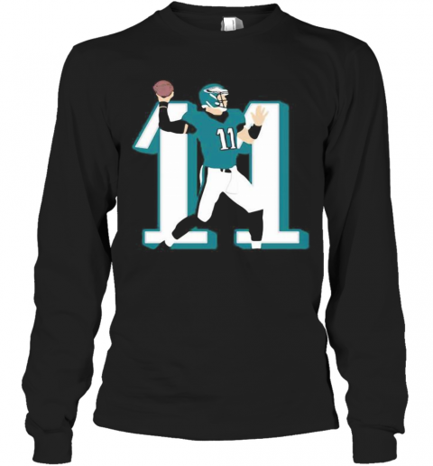 Philadelphia Eagles 11 Carson Wentz Football T-Shirt Long Sleeved T-shirt 