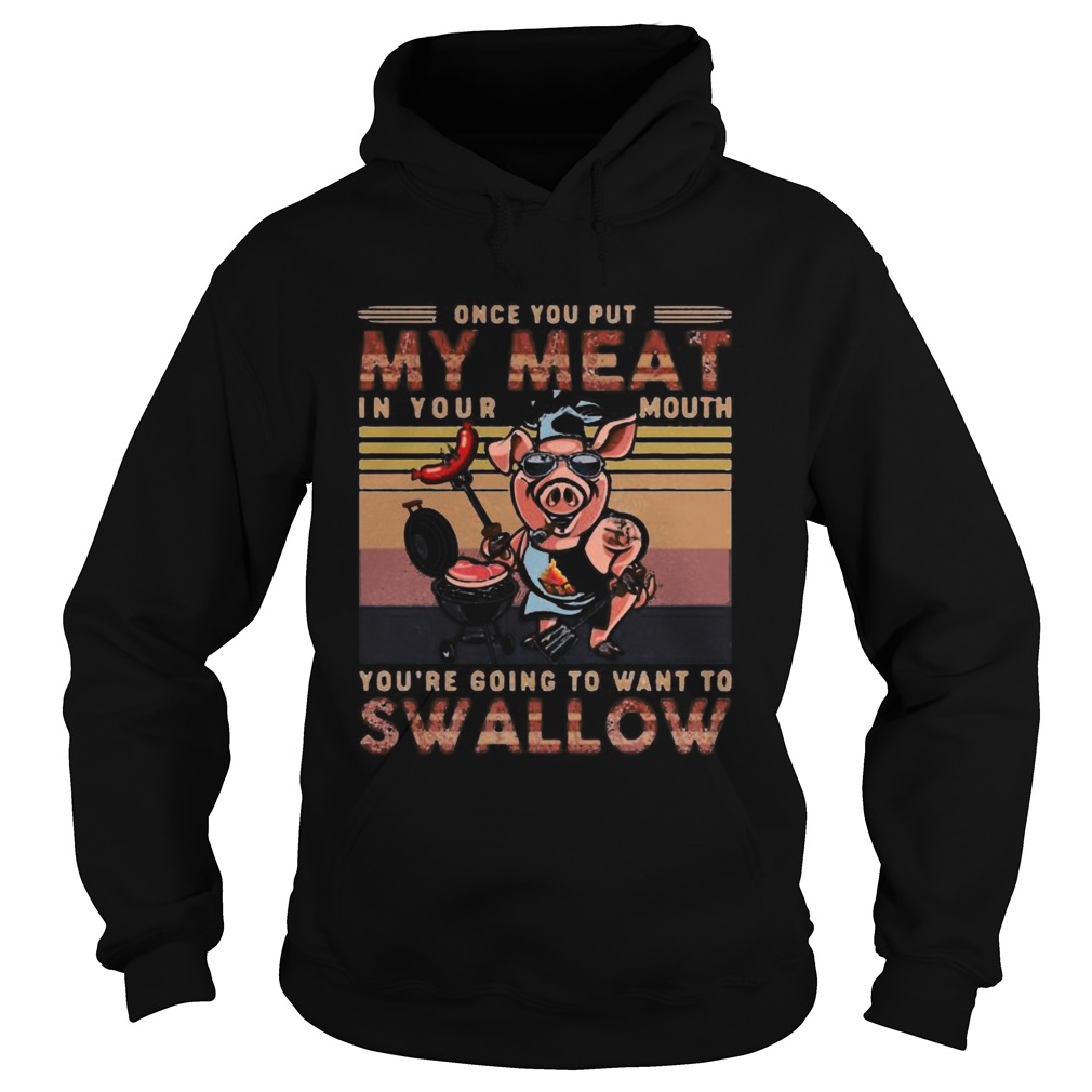 Pig once you out my meat in your mouth youre going to want to swallow vintage retro Hoodie