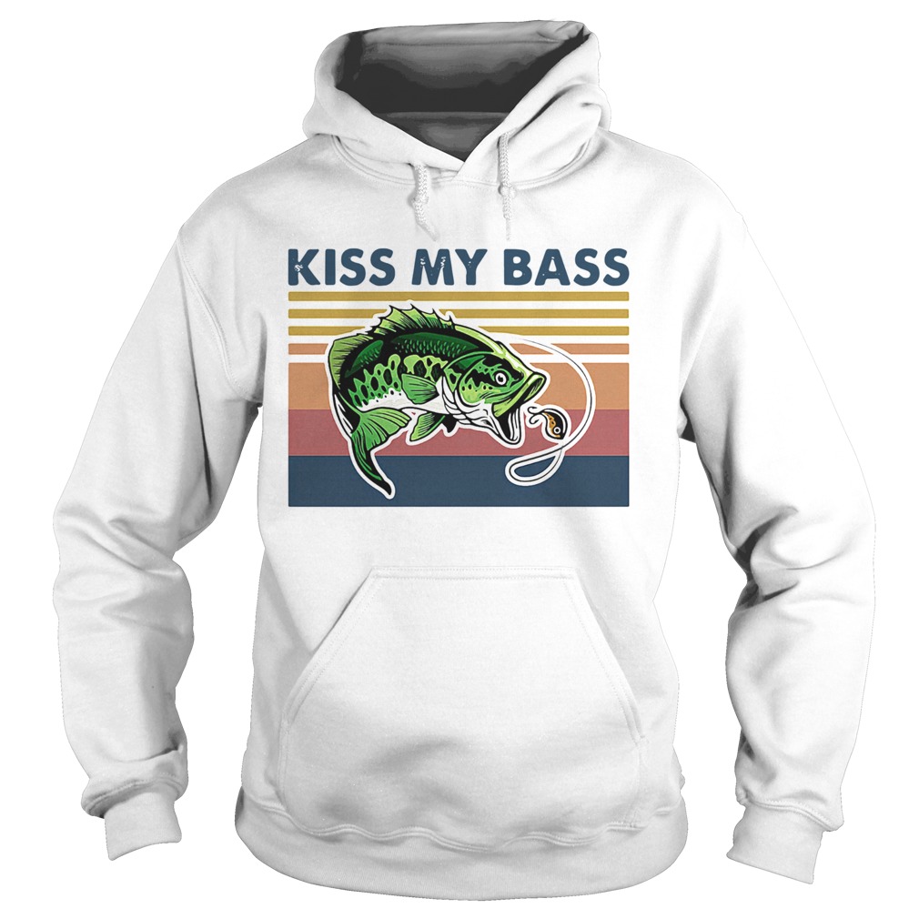 Pretty Fishing Kiss My Bass Vintage Retro Hoodie