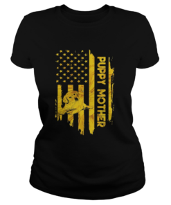 Puppy Mother American Flag Independence Day  Classic Ladies