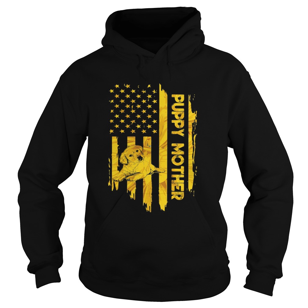 Puppy Mother American Flag Independence Day Hoodie