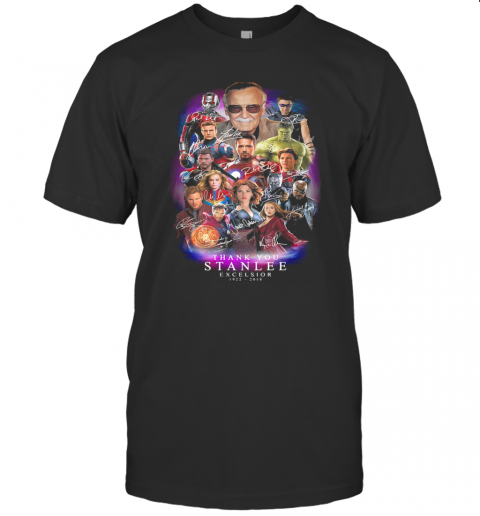 RIP Black Panther Marvel Heroes Thank You Stan Lee Excelsior 1922 2018 Signatures T-Shirt