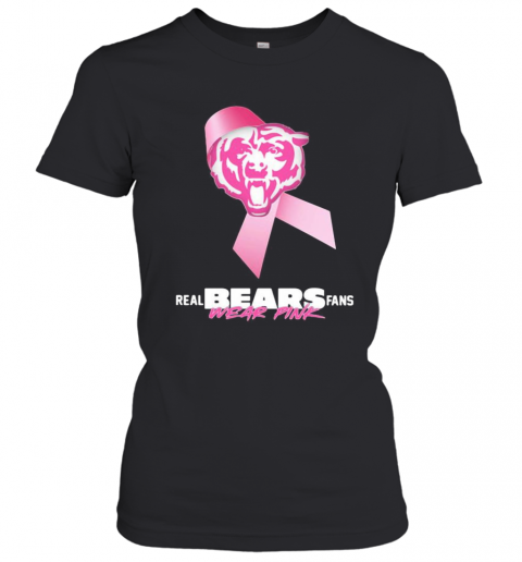 Real Chicago Bears Fans Wear Pink Logo Cancer Awareness T-Shirt Classic Women's T-shirt