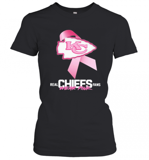 Real Chiefs Fans Wear Pink Logo Cancer Awareness T-Shirt Classic Women's T-shirt
