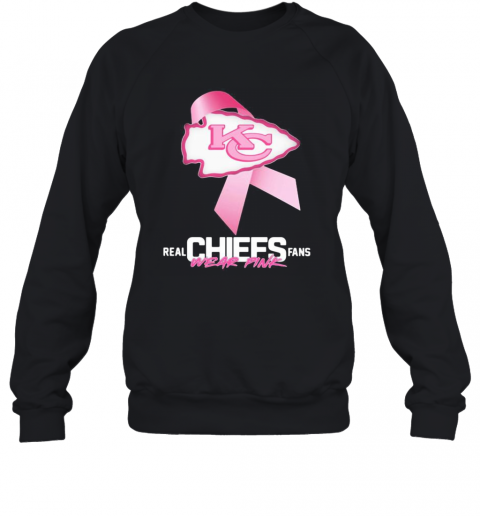 Real Chiefs Fans Wear Pink Logo Cancer Awareness T-Shirt Unisex Sweatshirt