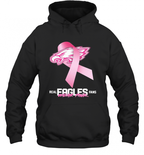 Real Eagles Fans Wear Pink Logo Cancer Awareness T-Shirt Unisex Hoodie