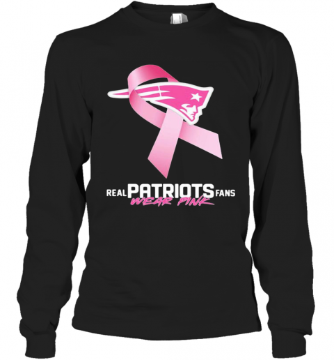 Real Patriots Fans Wear Pink Logo Cancer Awareness T-Shirt Long Sleeved T-shirt 