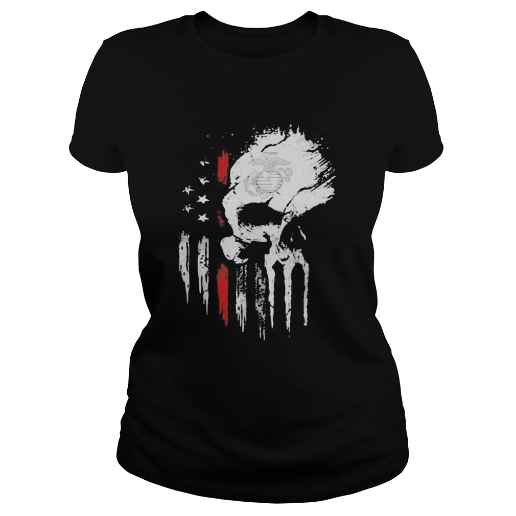 Red Marine Skull American Flag Independence Day Classic Ladies