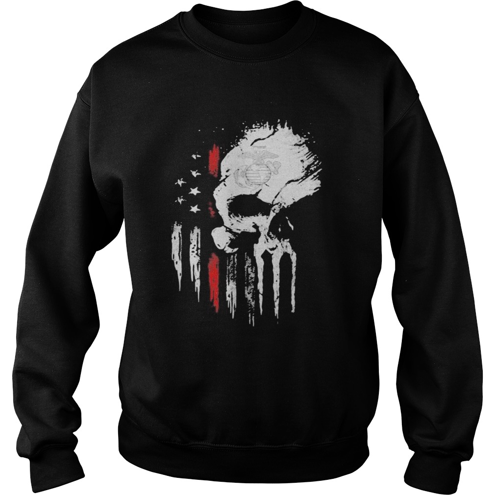 Red Marine Skull American Flag Independence Day Sweatshirt