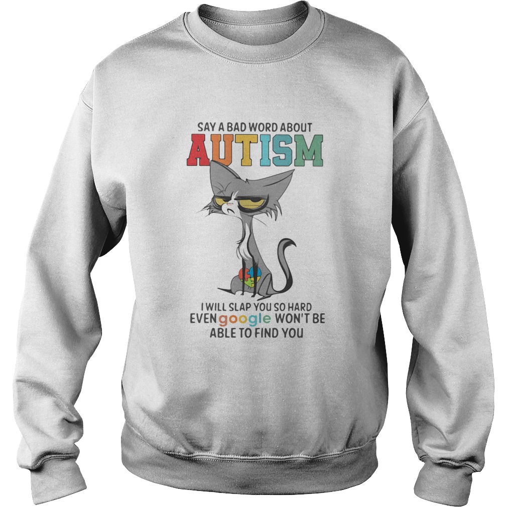 Say A Bad Word About Autism I Will Slap You So Hard Even Google Wont Be Able To Find You Cat Sweatshirt