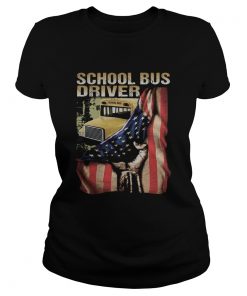 School bus driver american flag independence day  Classic Ladies