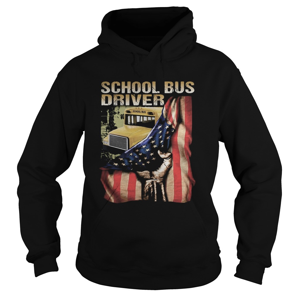 School bus driver american flag independence day Hoodie