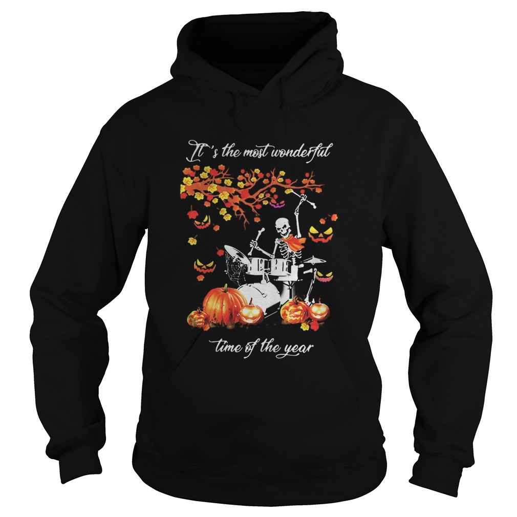 Skeleton drummer its the most wonderful time of the year pumpkin Hoodie