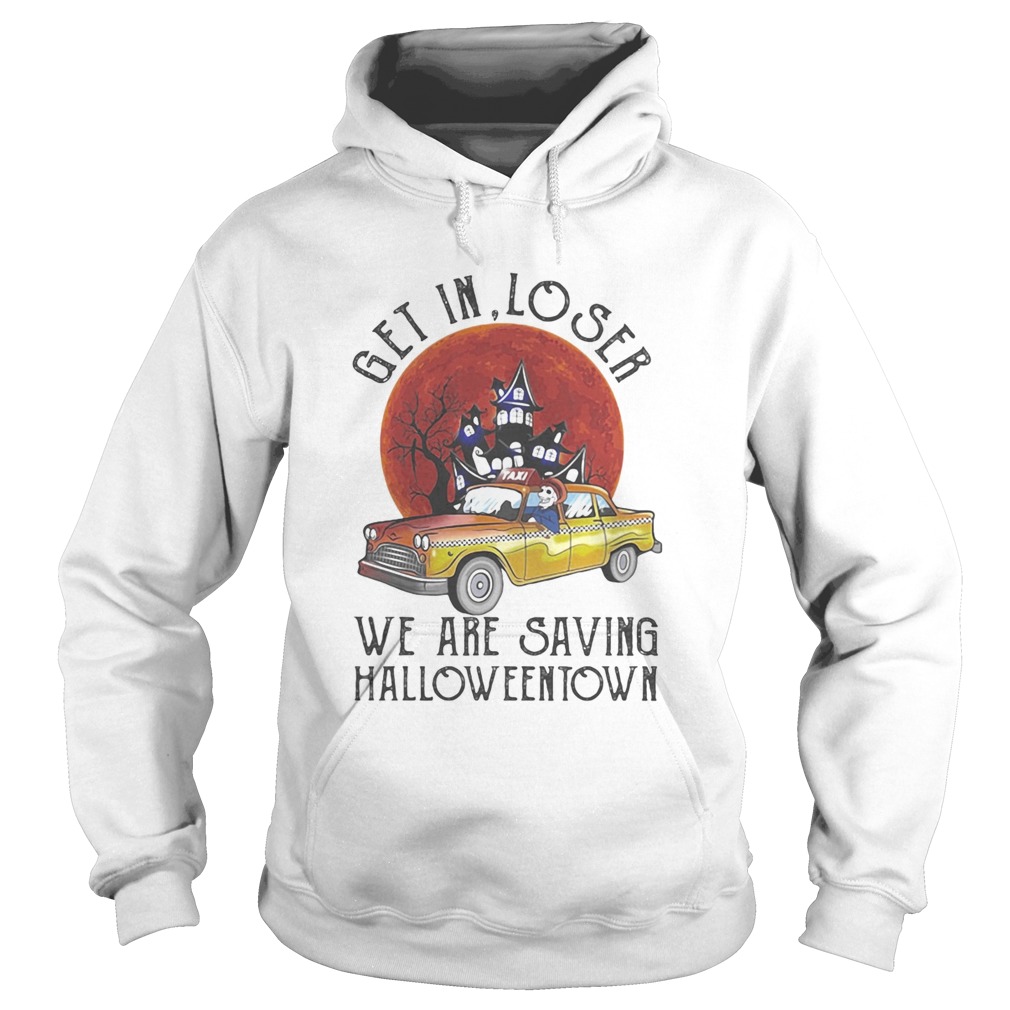 Skeleton riding taxi get in loser we are saving halloweentown sunset Hoodie